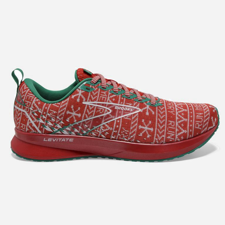 Brooks Women's Levitate 5 Road Running Shoes Singapore - Red/White/Green (05617-MQBN)